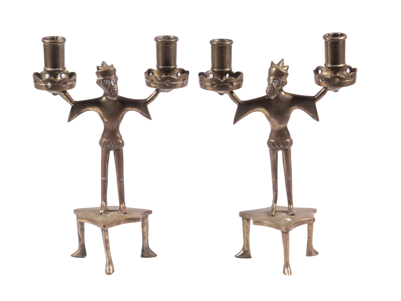 PR BRASS FIGURAL CANDLESTICKS Pair 2b16dd