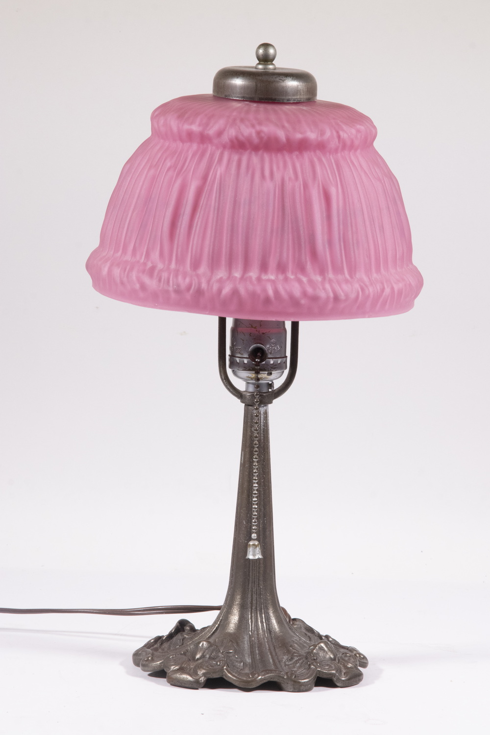 R.B. CO. BOUDOIR LAMP WITH GLASS SHADE