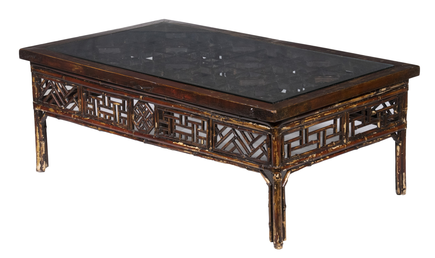 BAMBOO COFFEE TABLE Chinese Stained 2b3e85