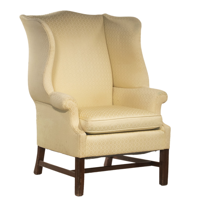 BUTTERY YELLOW UPHOLSTERED WING CHAIR