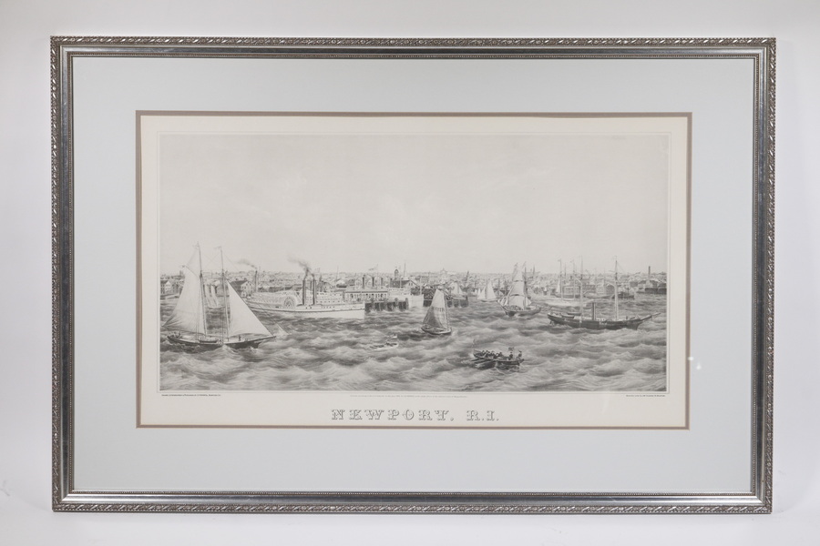 FRAMED LITHOGRAPH OF NEWPORT, RI