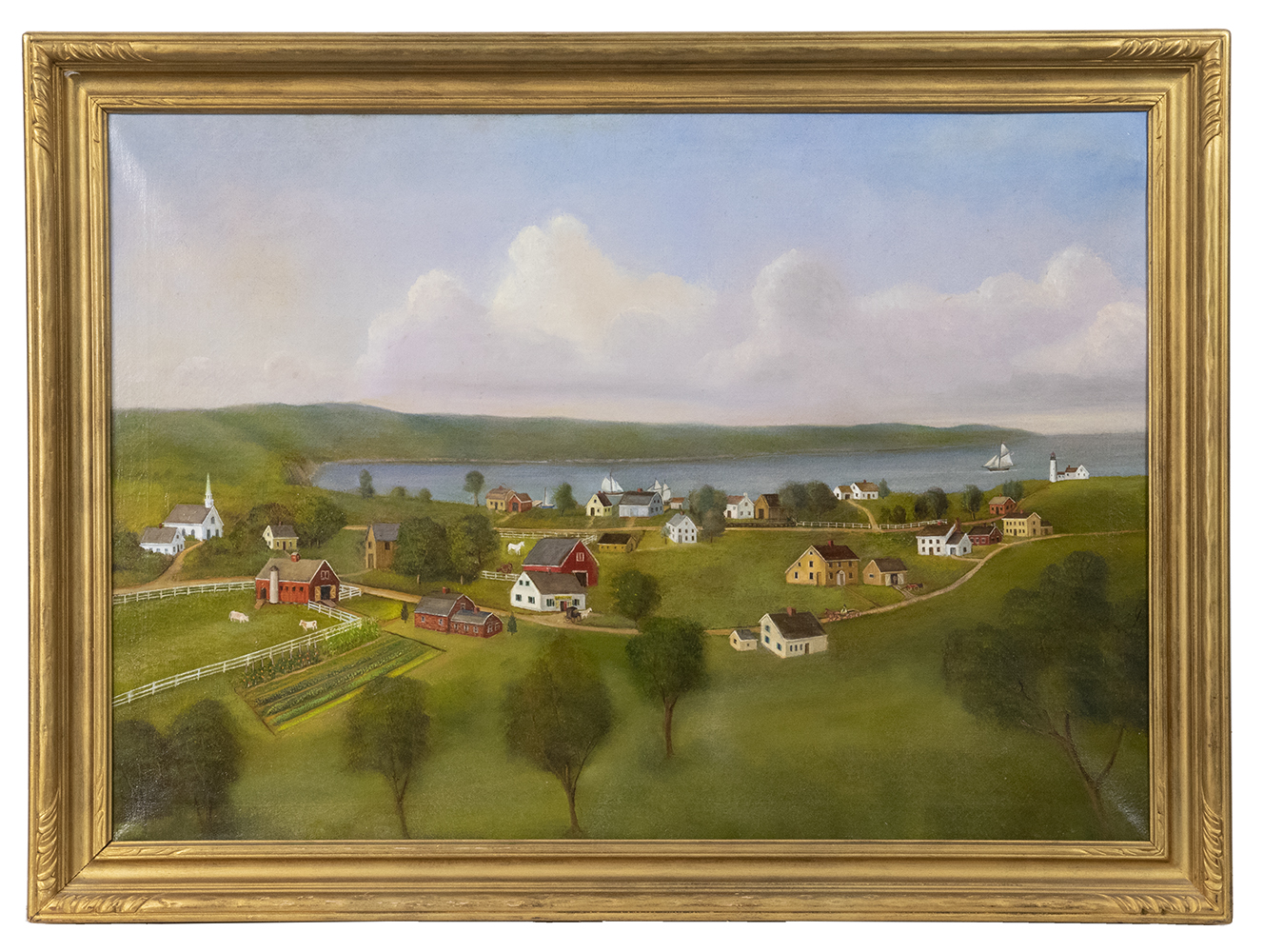 NAIVE BIRDSEYE VIEW OF A NEW ENGLAND