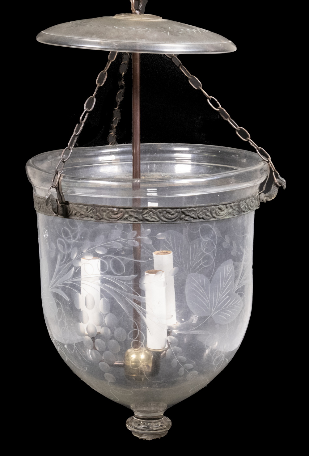 FEDERAL GLASS HANGING HALL LANTERN