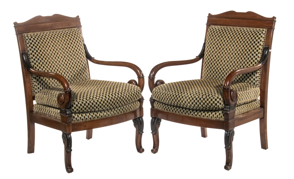 PR UPHOLSTERED ARMCHAIRS Pair of