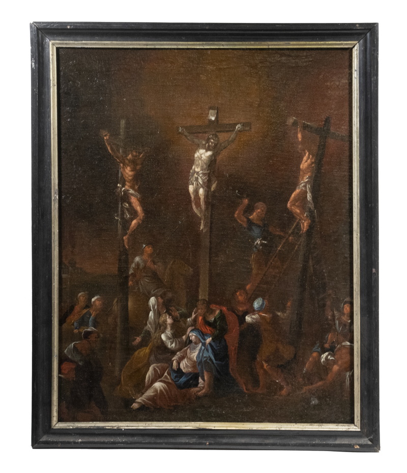 LARGE OLD MASTER CRUCIFIXION PAINTING