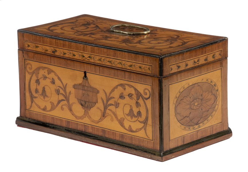 PARQUETRY TEA CADDY Profusely Inlaid 2b451b