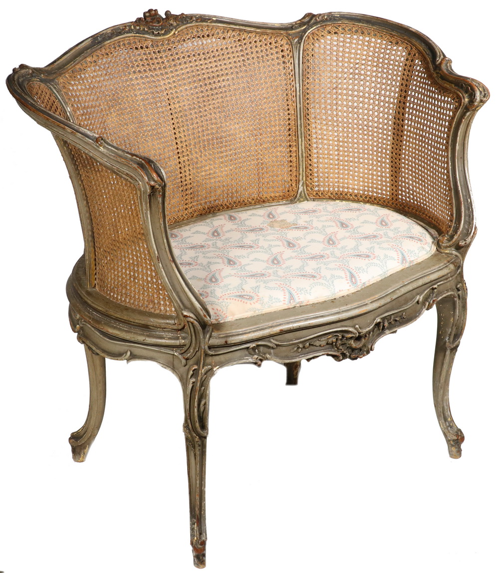 FRENCH CANED BACK VANITY CHAIR