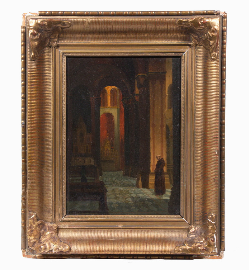 19TH C. ITALIAN SCHOOL A Monk in a Cathedral