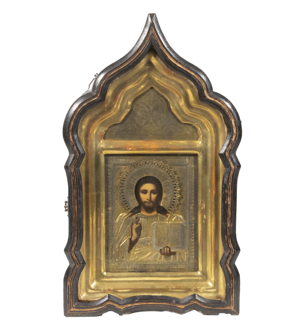 CASED RUSSIAN ICON Christ Pantokrator  2b4593