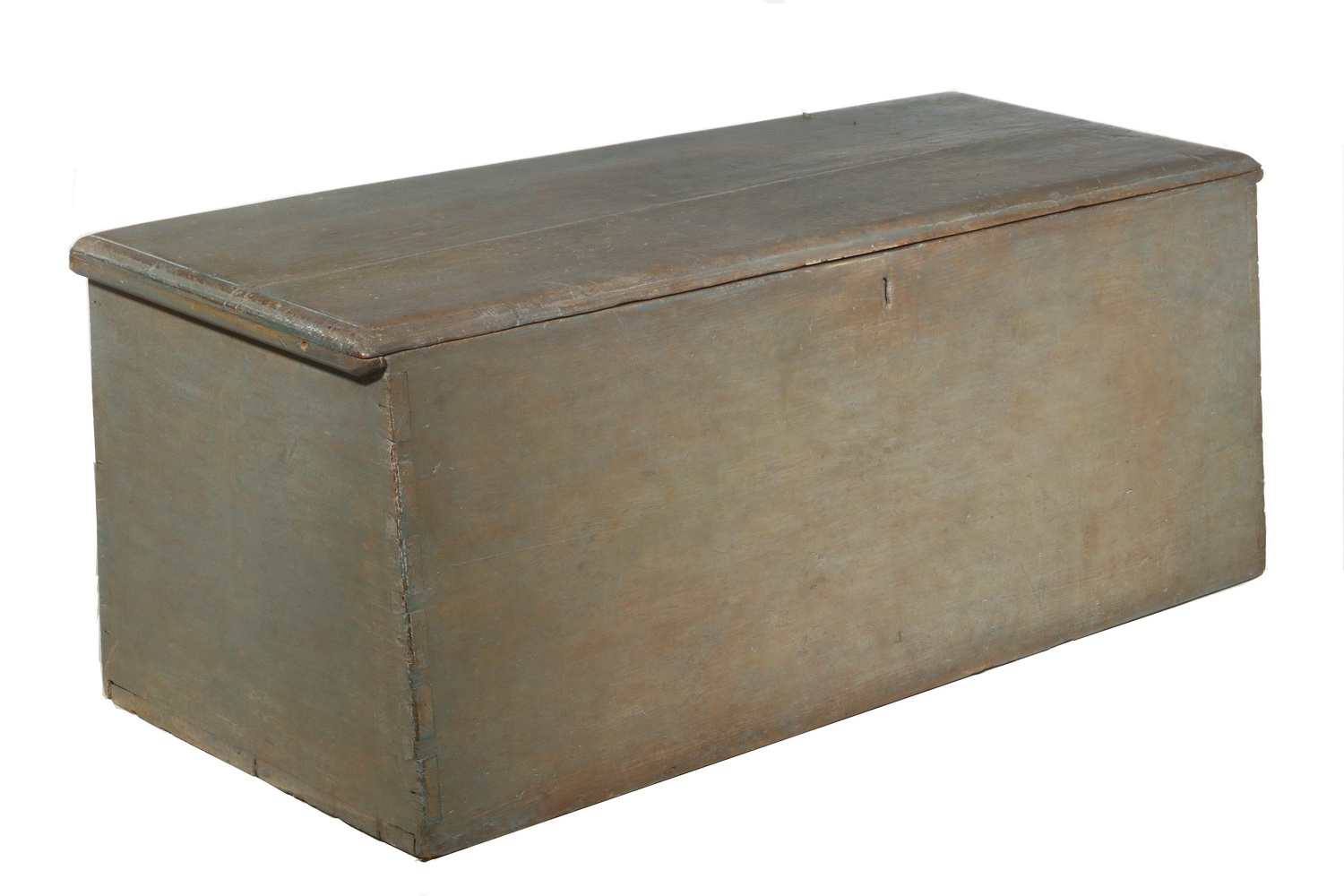 18TH C. PINE SEA CHEST Canted gray