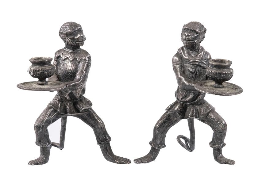 PR ANTHROPOMORPHIC MONKEY CANDLESTICKS