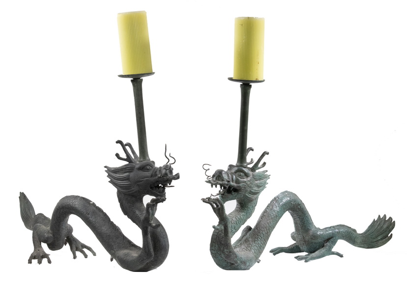 PR BRONZE DRAGON FORM CANDLEHOLDERS 2b48c8