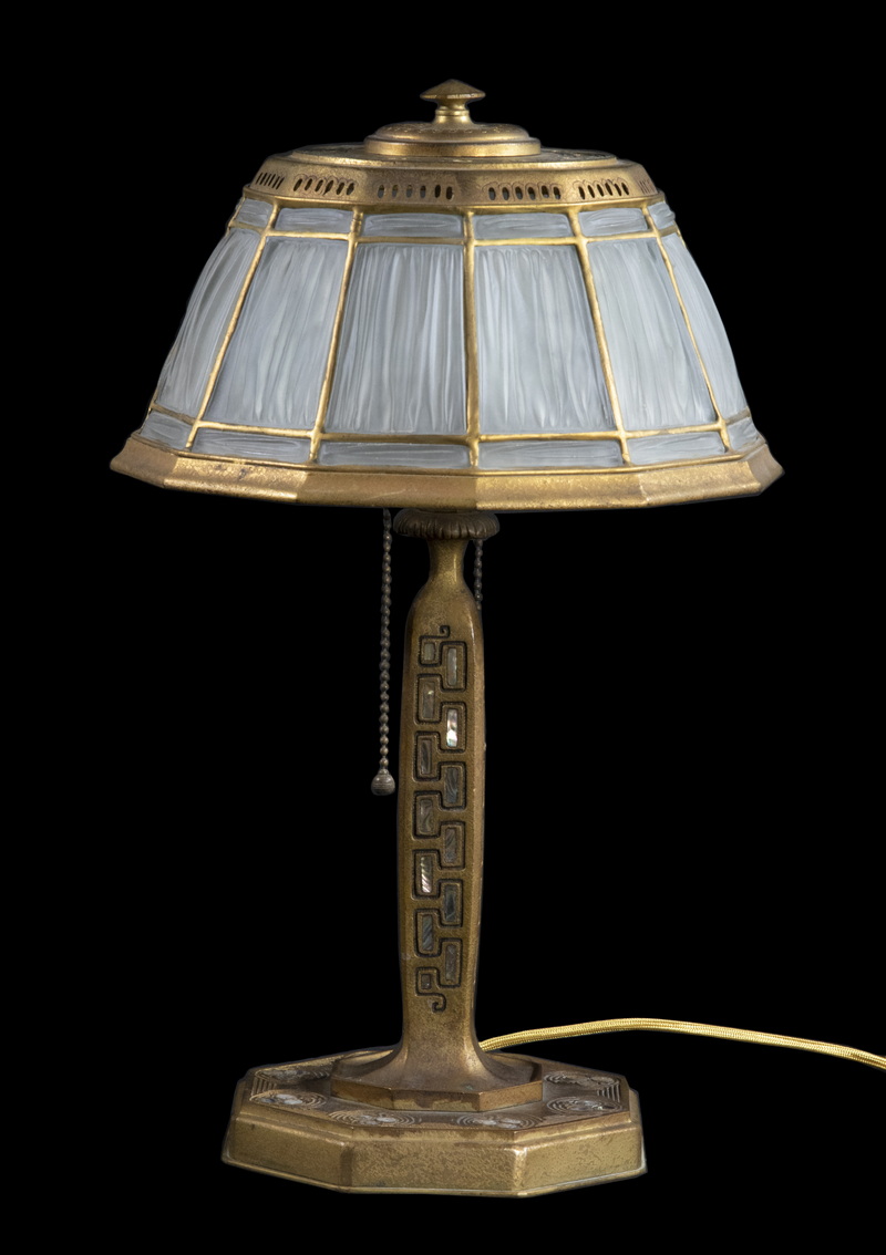 TIFFANY ABALONE LINENFOLD DESK LAMP