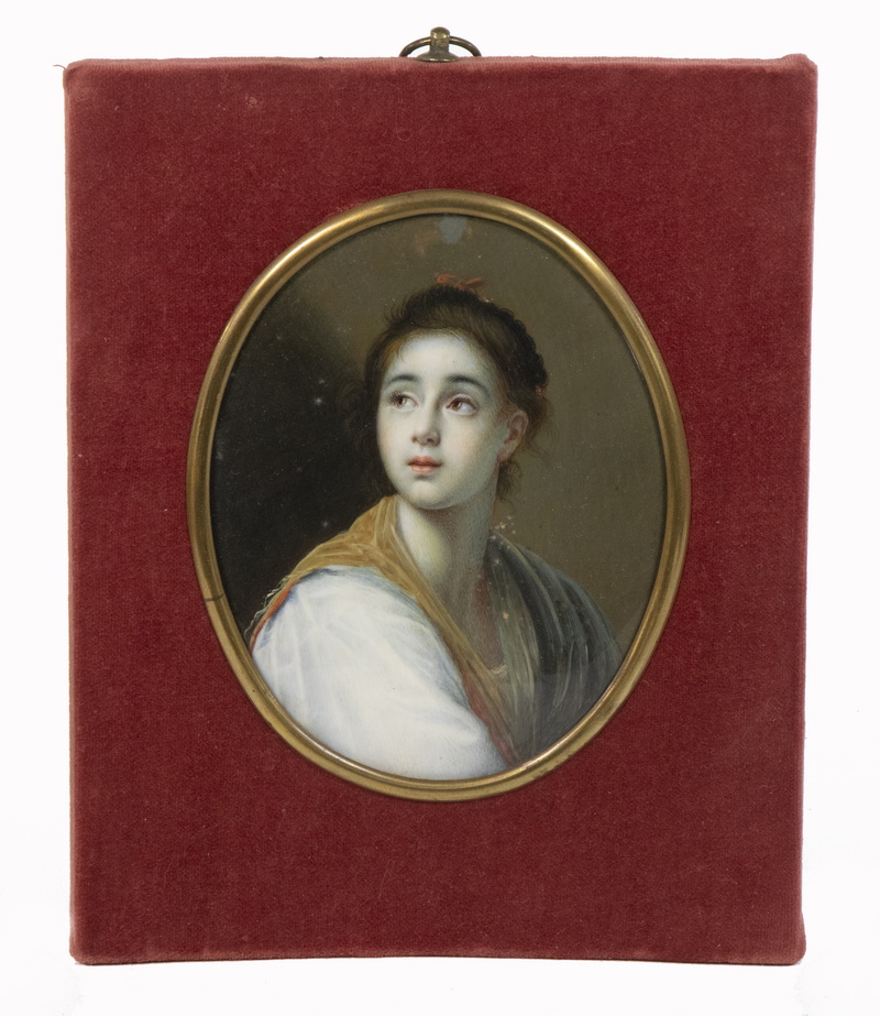 LARGE 19TH C. OVAL OIL ON IVORY PORTRAIT