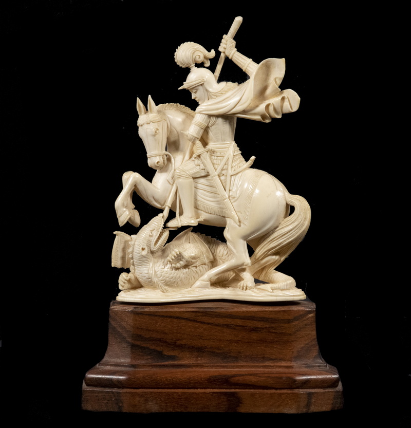 19TH C. IVORY FIGURE OF SAINT GEORGE