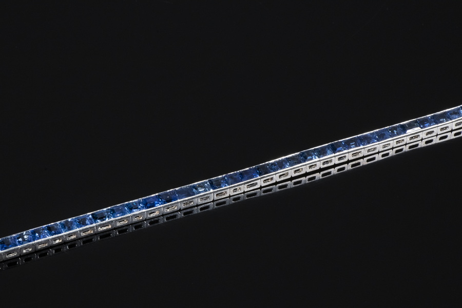 BLUE SAPPHIRE TENNIS BRACELET Handmade 2b4967