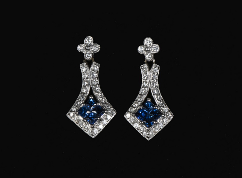 PR GOLD SAPPHIRE DIAMOND EARRINGS 2b49f3