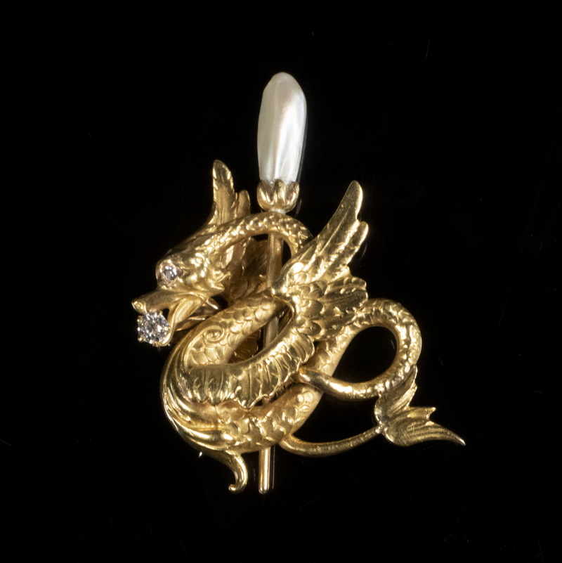 LADIES ANTIQUE DRAGON PENDANT/BROOCH