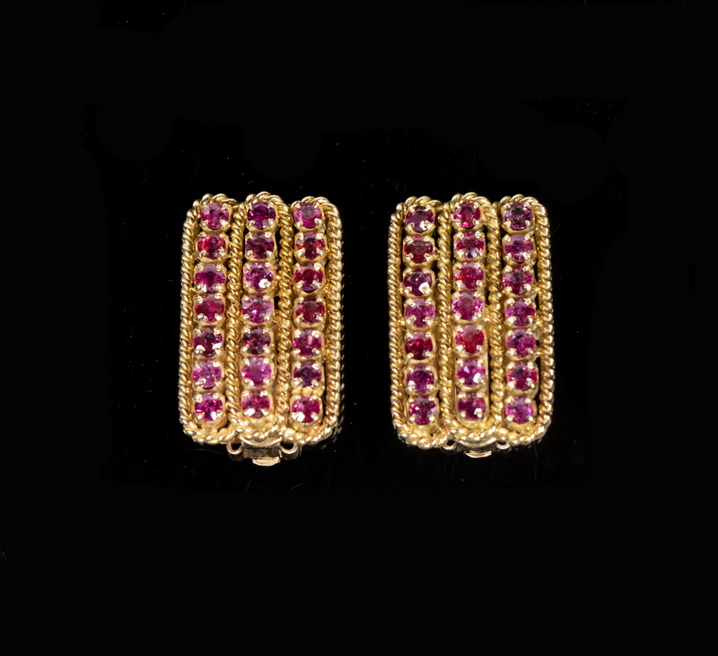 14K YELLOW GOLD RUBY EARRINGS 2b49f6