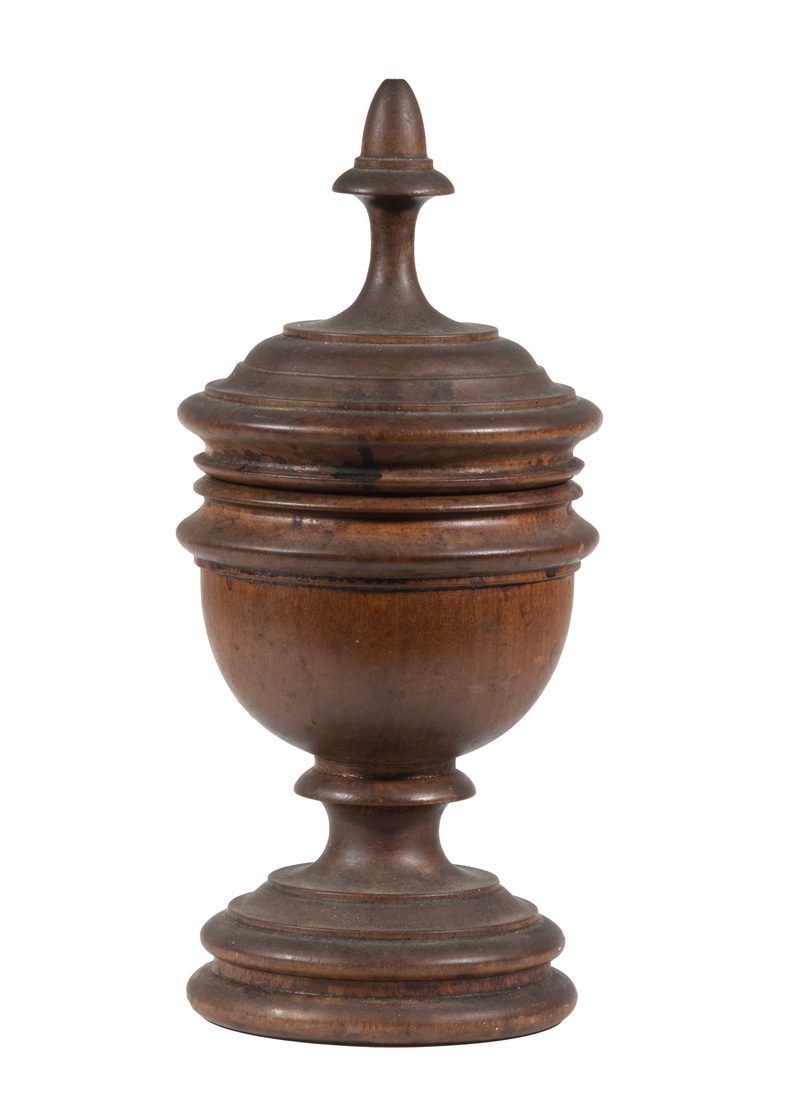 TREENWARE COVERED URN 19th c. Mahogany,