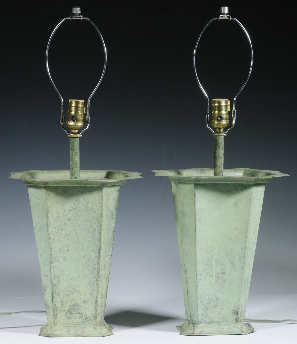 PR TABLE LAMPS Matching green patina