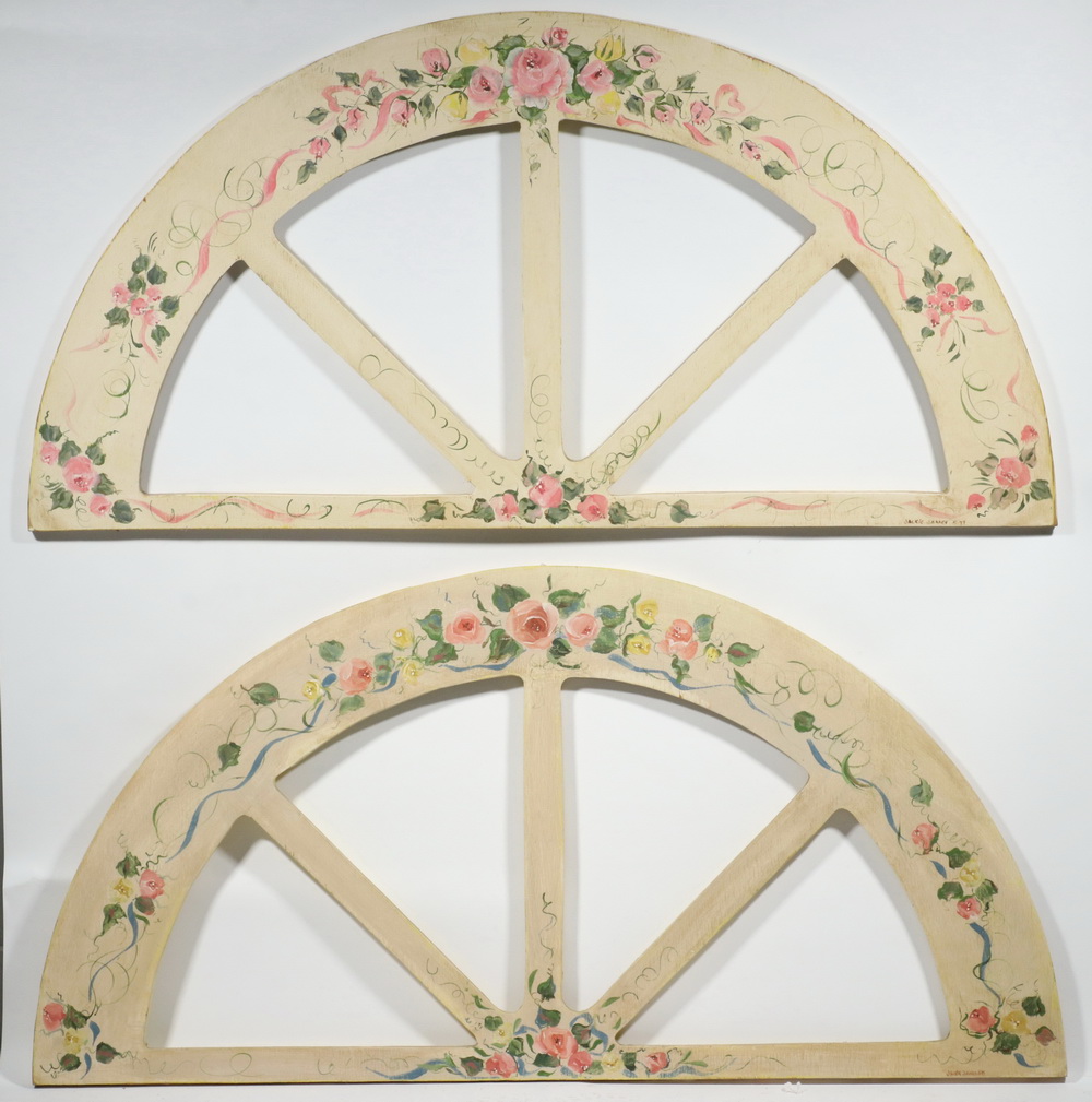 FOLK ART PAINTED FAUX WINDOW LUNETTES 2b5056