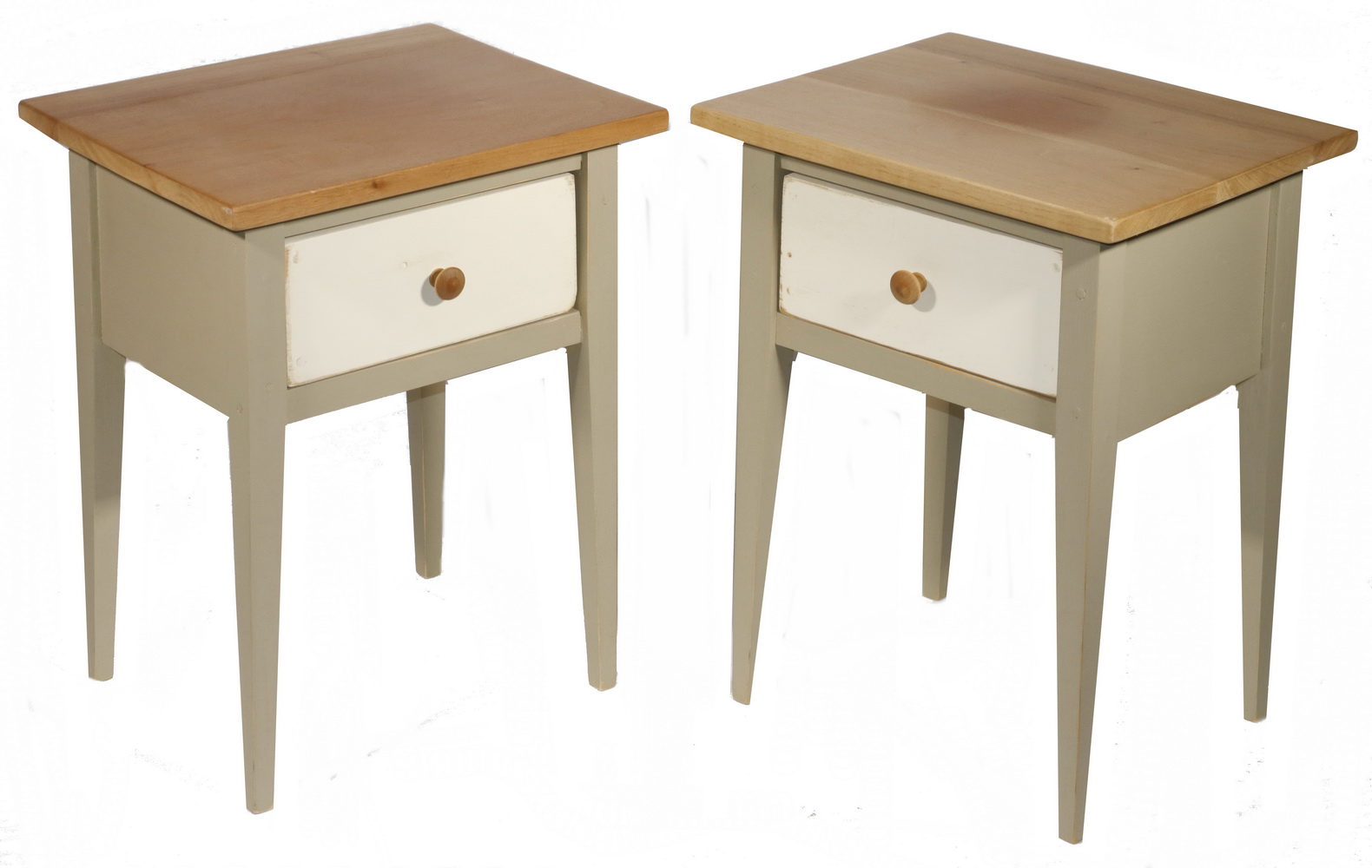 PR OF CUSTOM PAINTED PINE SIDE TABLES