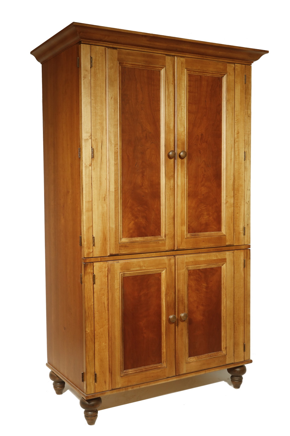 FOUR DOOR CHERRY AND MAPLE CABINET