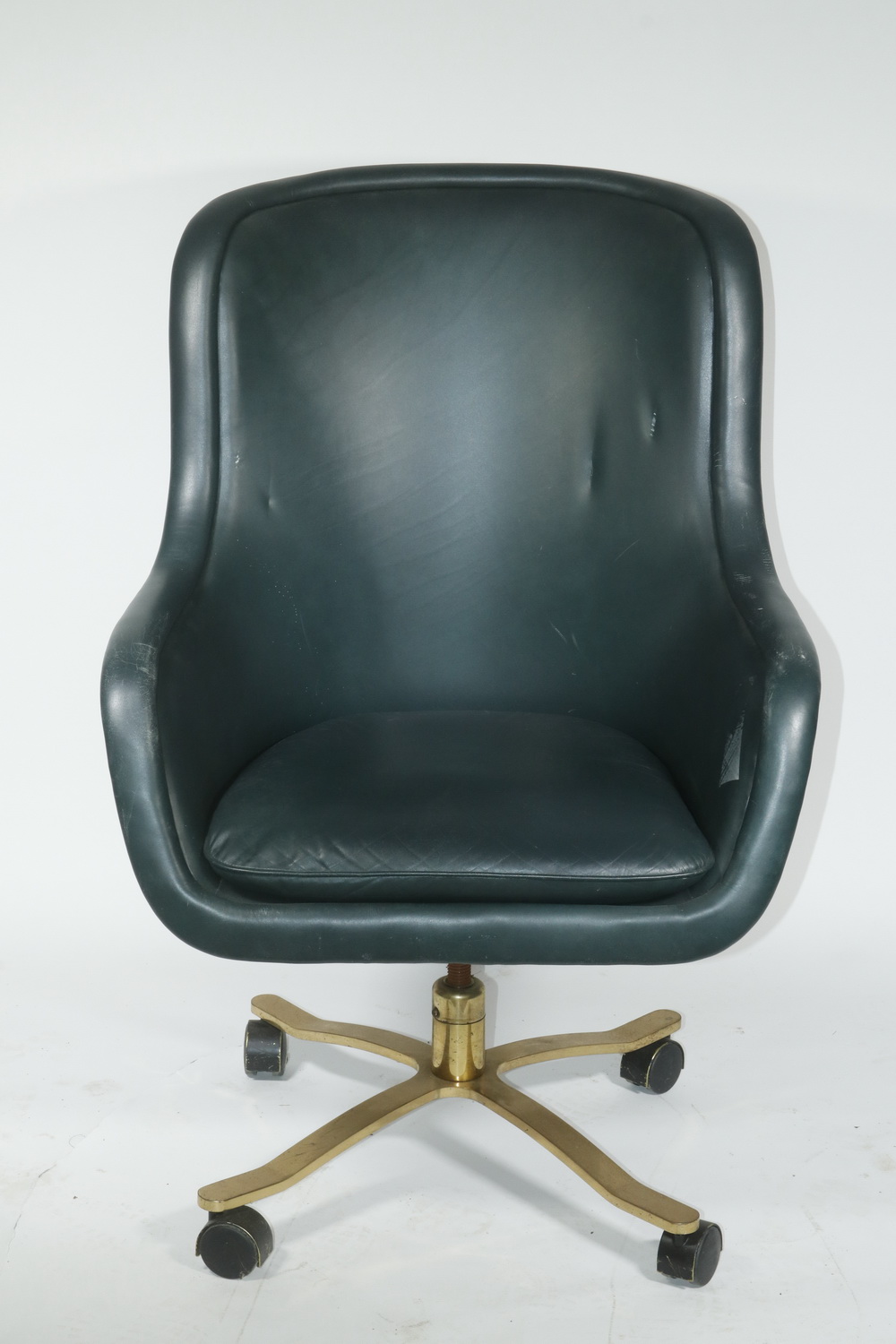 MID CENTURY GREEN LEATHER OFFICE