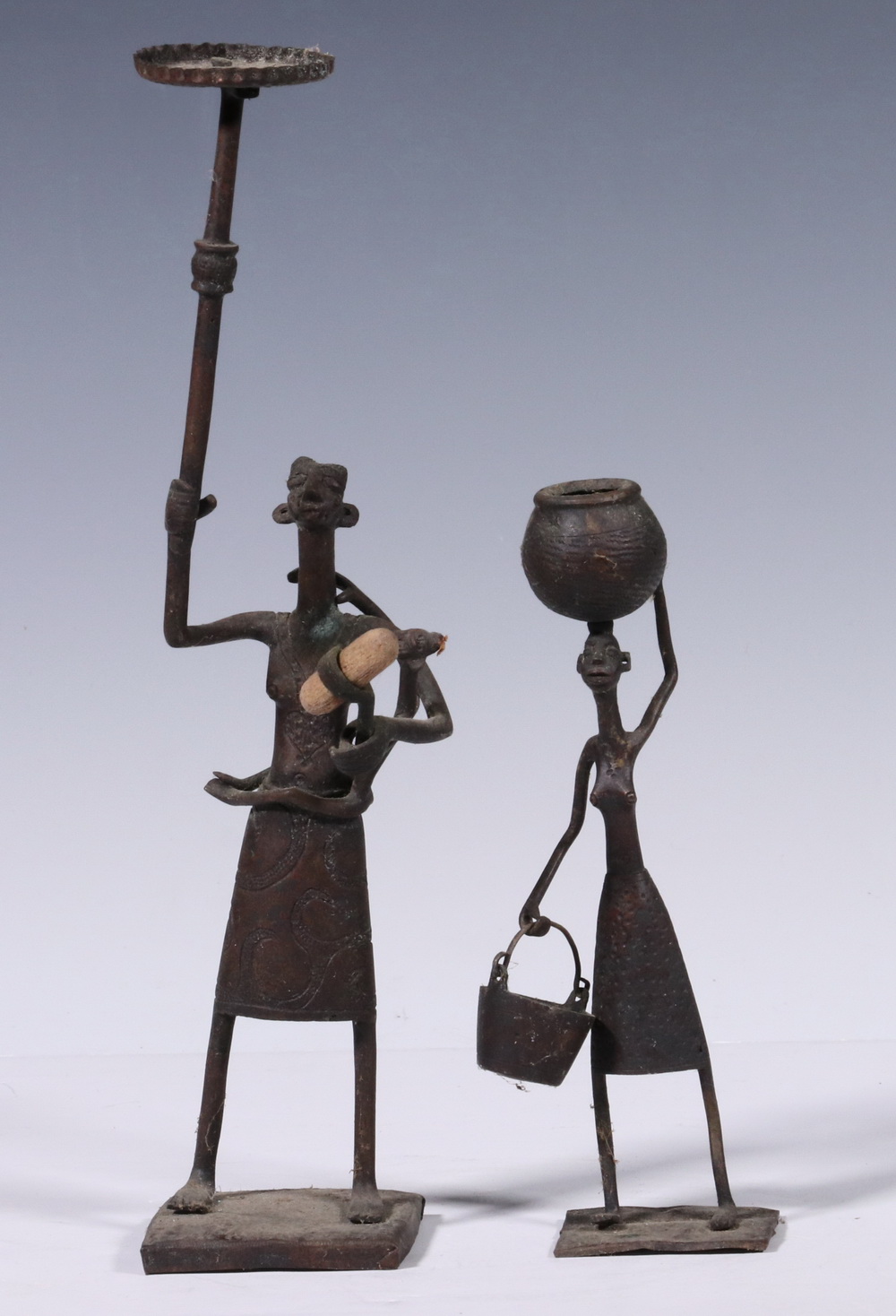 (2) AFRICAN BRASS FIGURES Akan