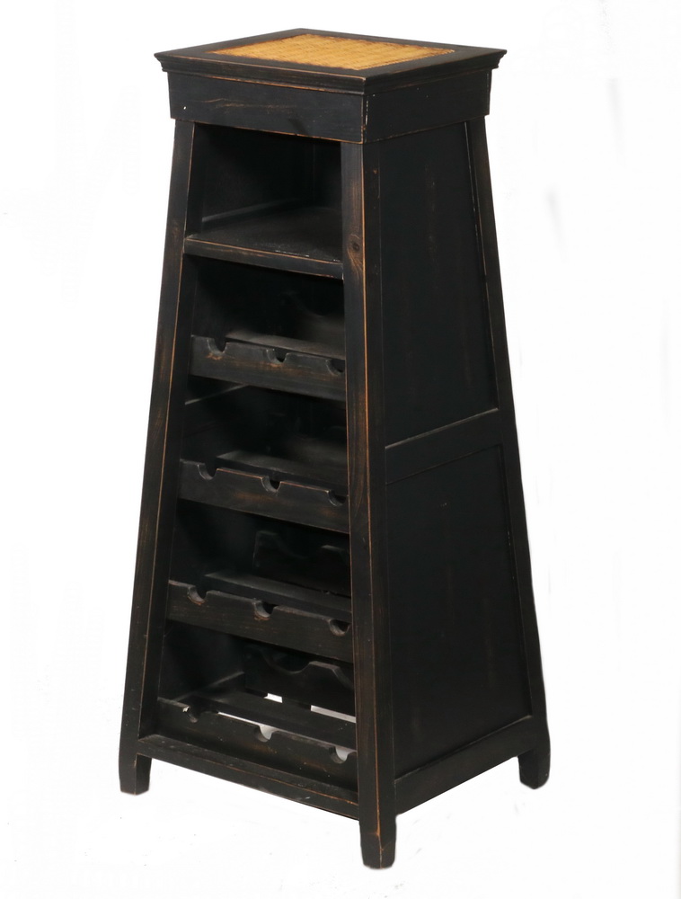 FLOOR STANDING BLACK PAINTED WOOD WINE