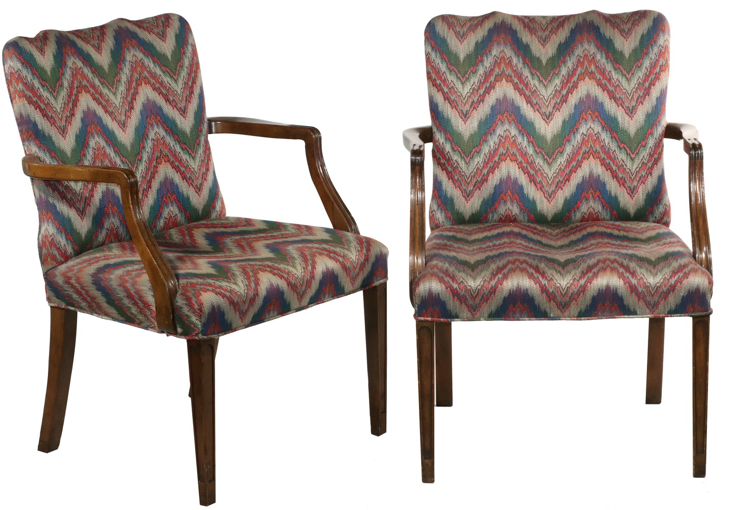 PR UPHOLSTERED MAHOGANY OPEN ARMCHAIRS 2b512a