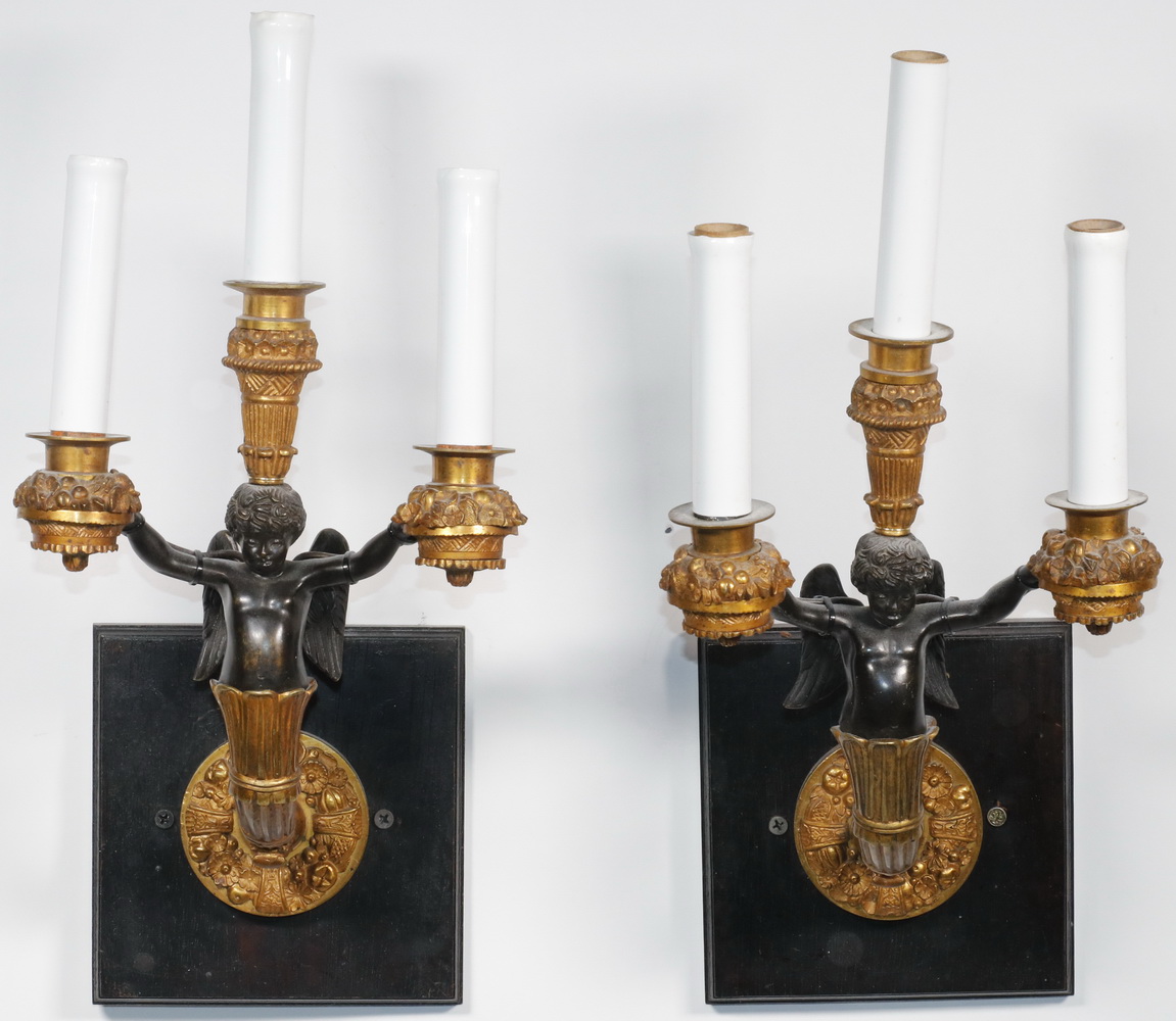 PR OF FRENCH CANDLE SCONCES Empire
