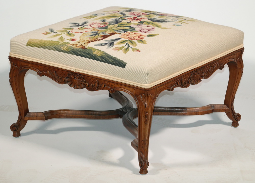 LARGE NEEDLEPOINT HASSOCK Louis XIV