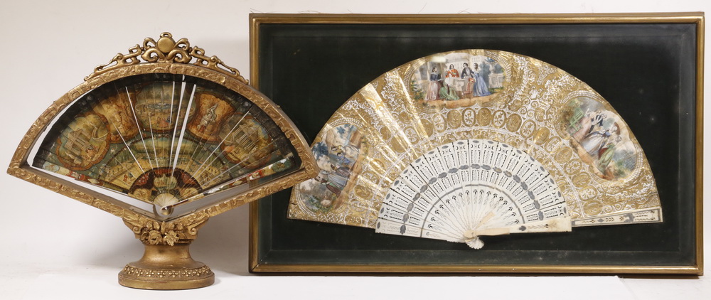 18TH C. FRENCH LADYS HAND FAN DISPLAYED