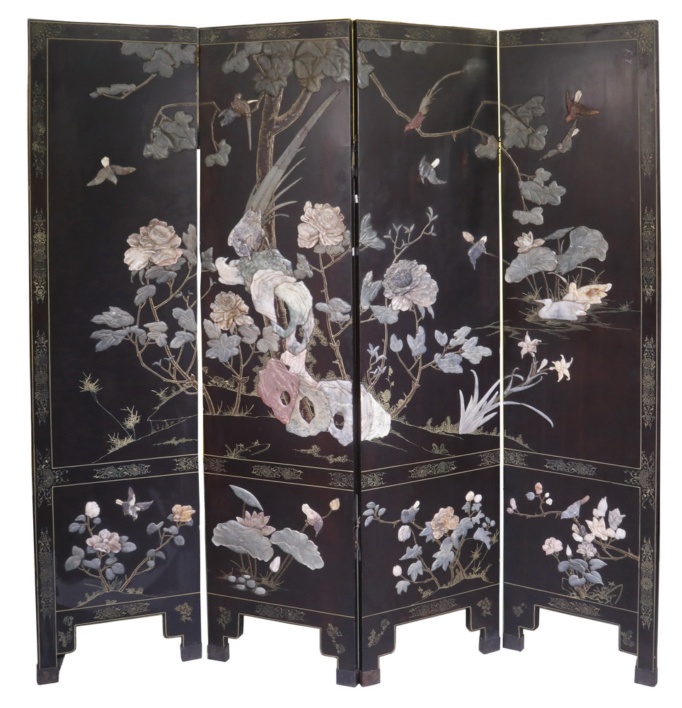 FOUR PANEL STONE INLAID FOLDING 2b51a4