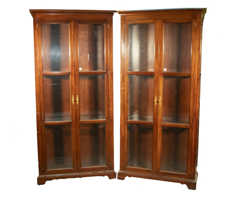 PR OF MODERN GLASS FRONT MAHOGANY