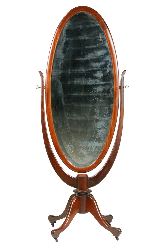 CHEVAL MIRROR Oval Mahogany Framed