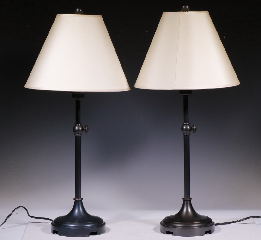 PR OF BRONZE ADJUSTABLE LAMPS WITH