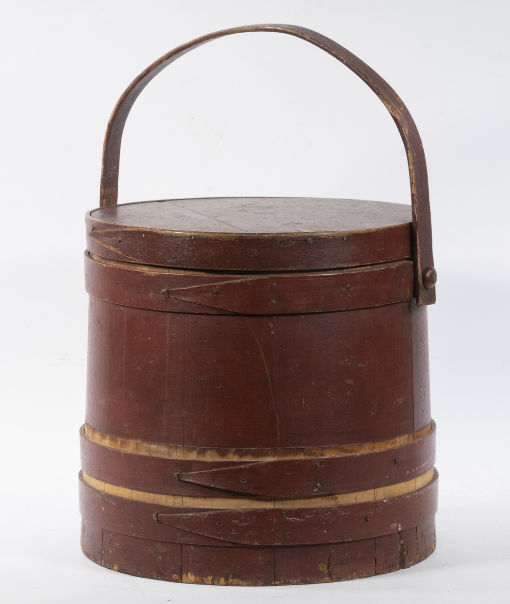 RED PAINTED FIRKIN 19th c Wooden 2b2edd