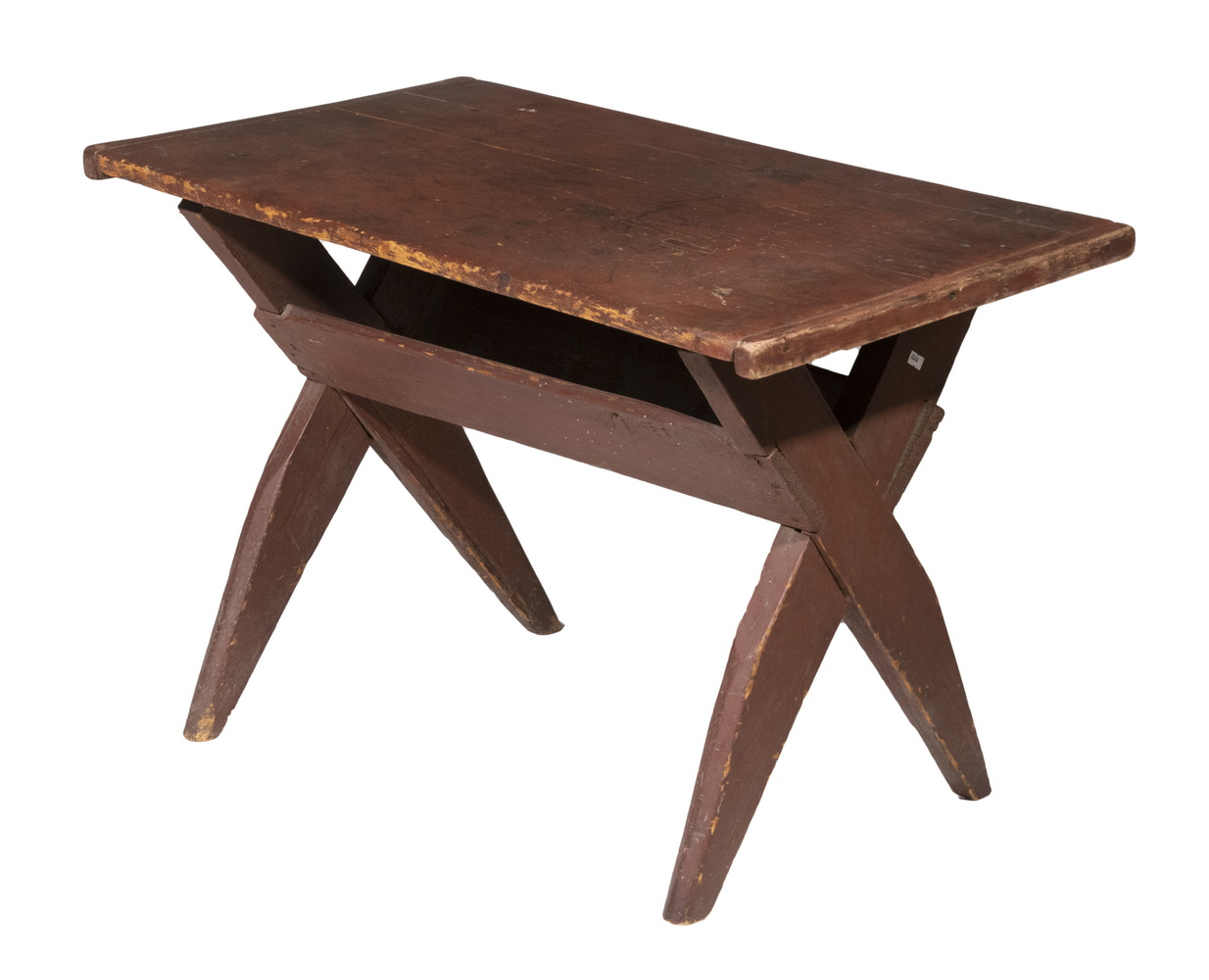 EARLY SAWBUCK TABLE 18th c. Small Red