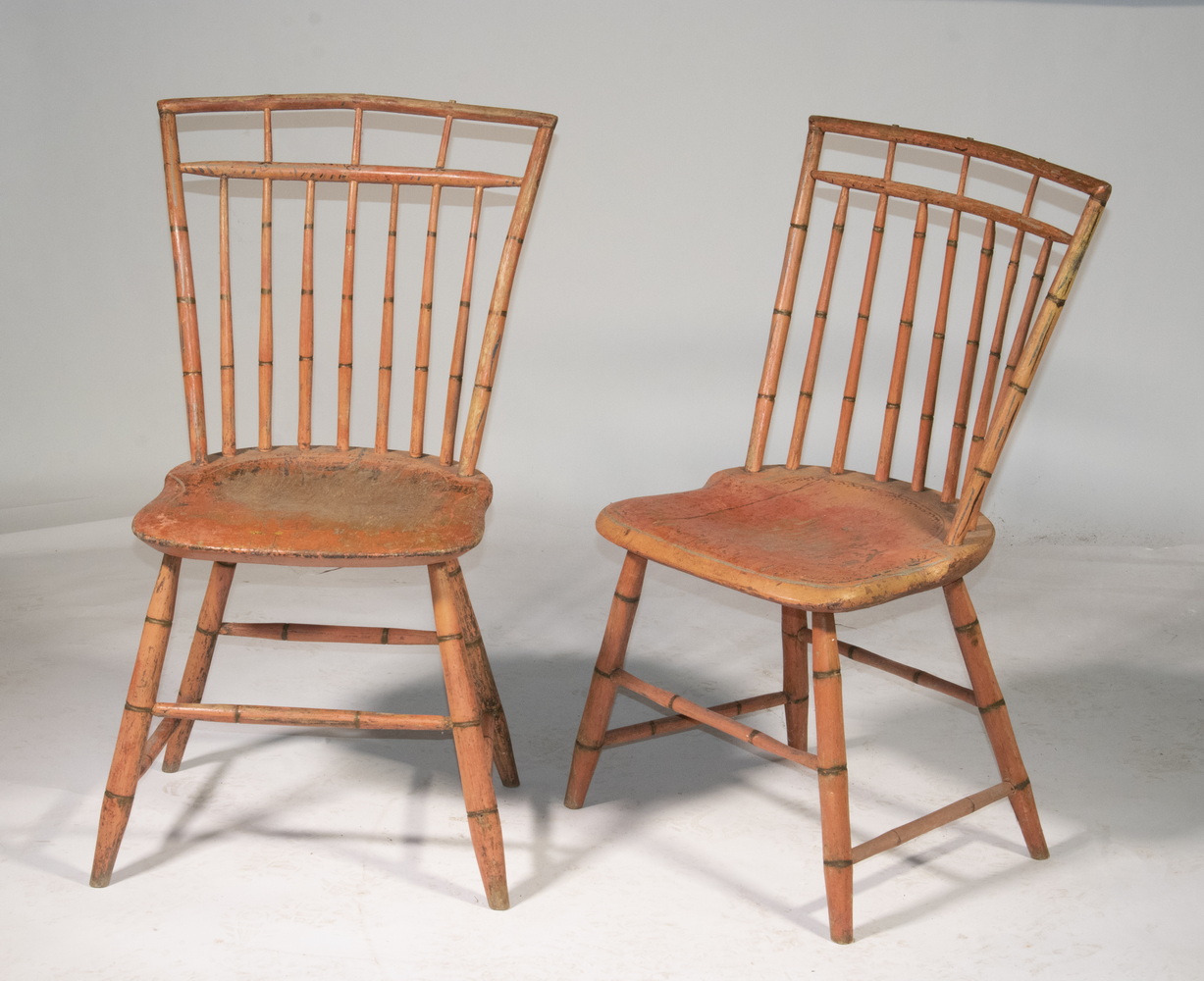 A PAIR OF 19TH C. SALMON PAINTED