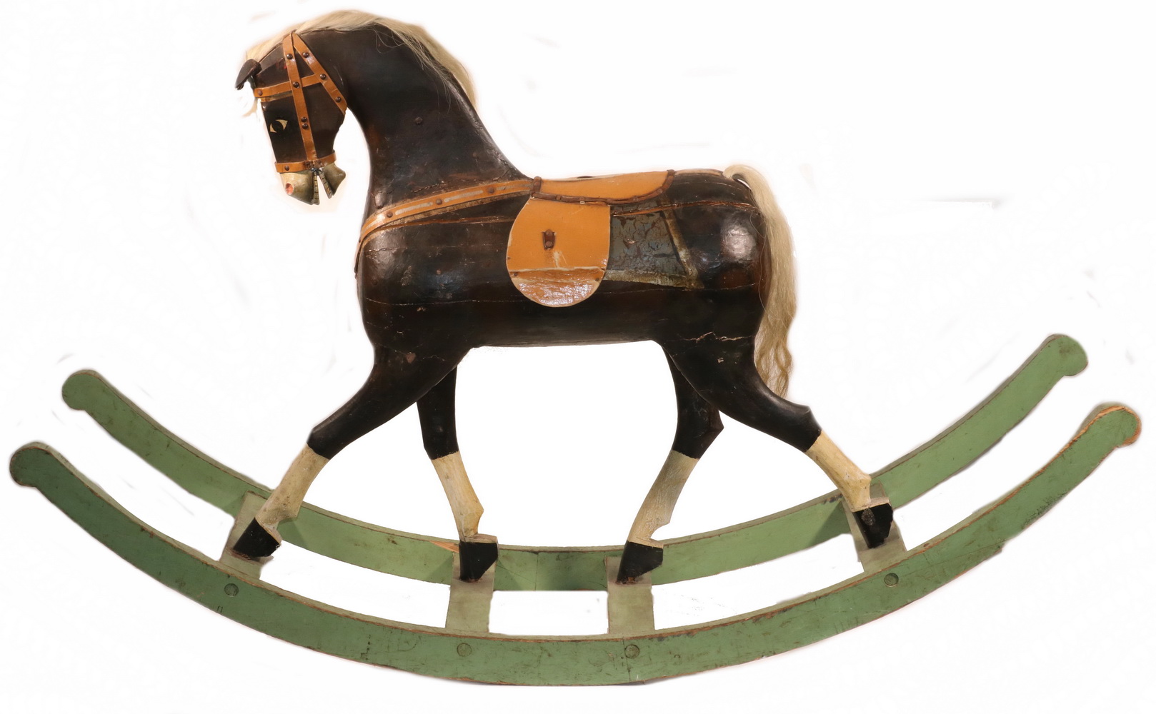 19TH C. ROCKING HORSE Carved and