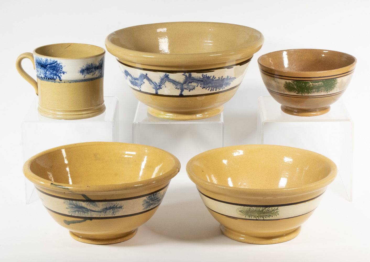 (5 PCS) MOCHA-DECORATED YELLOWWARE