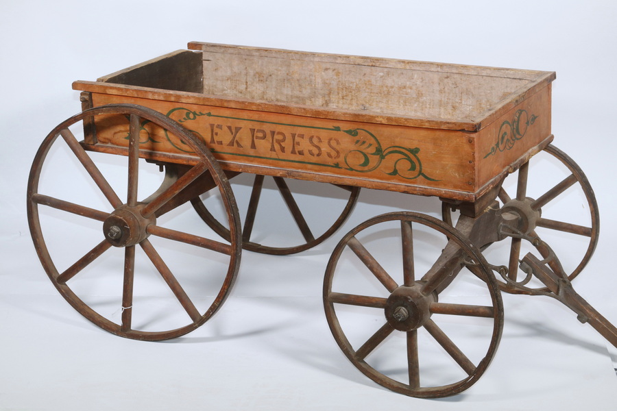 CHILDS WAGON Late 19th c. wooden express