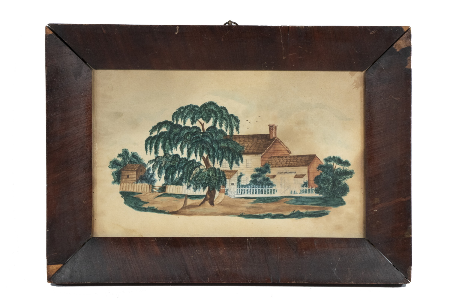 SCHOOL GIRL WATERCOLOR OF A HOME Colonial