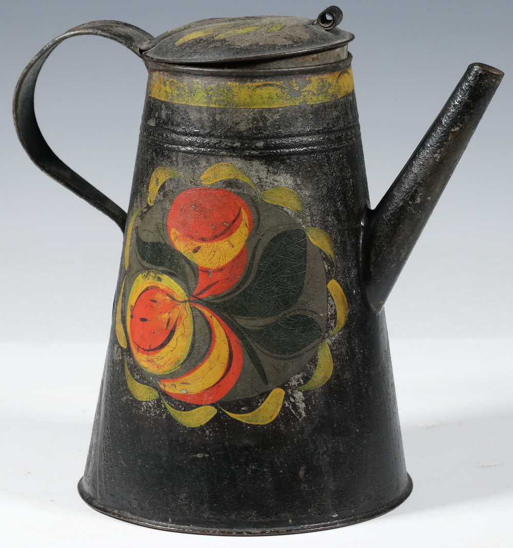 PAINTED TOLEWARE COFFEE POT Circa 2b303f