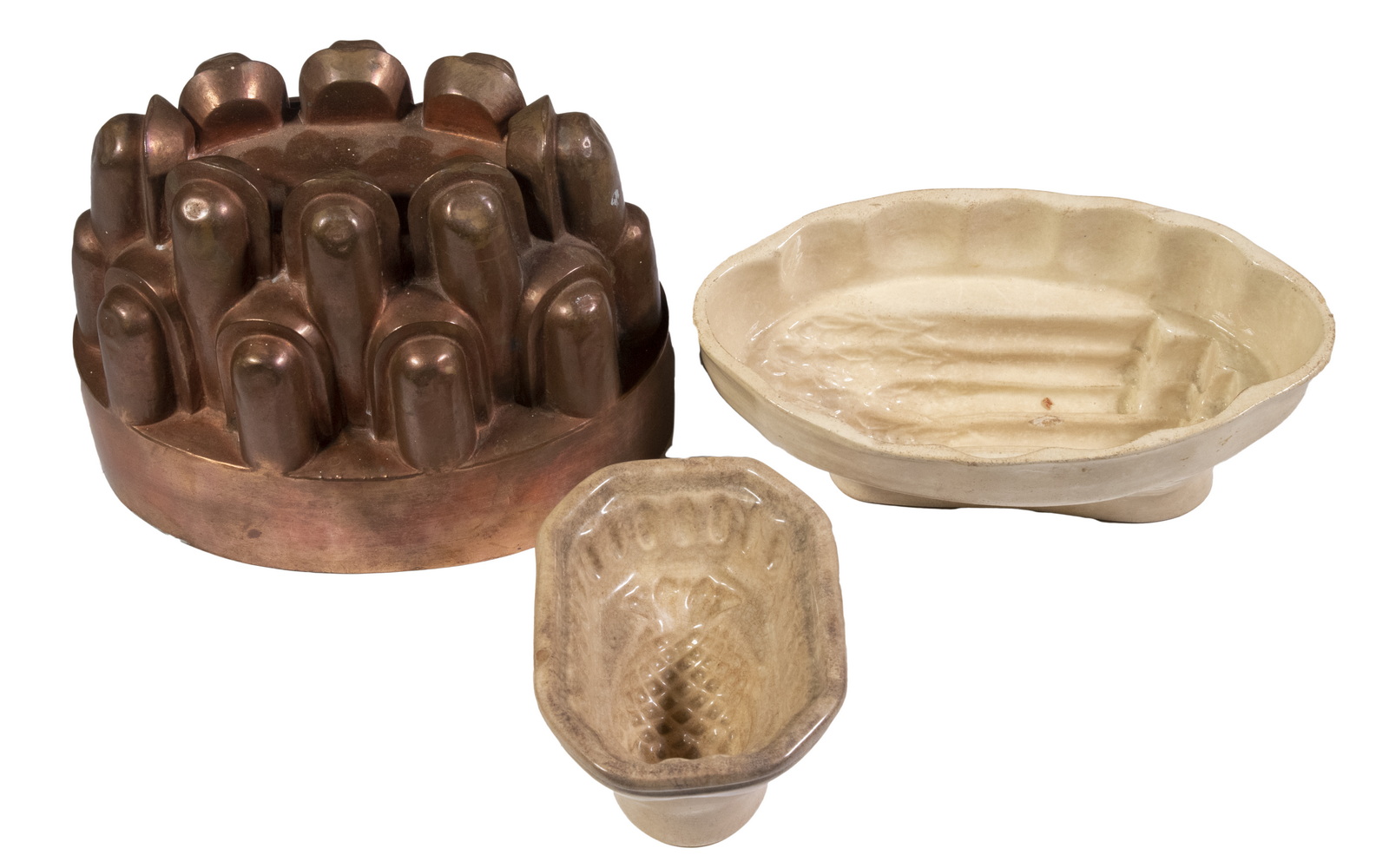 (3) ANTIQUE FOOD MOLDS Including: