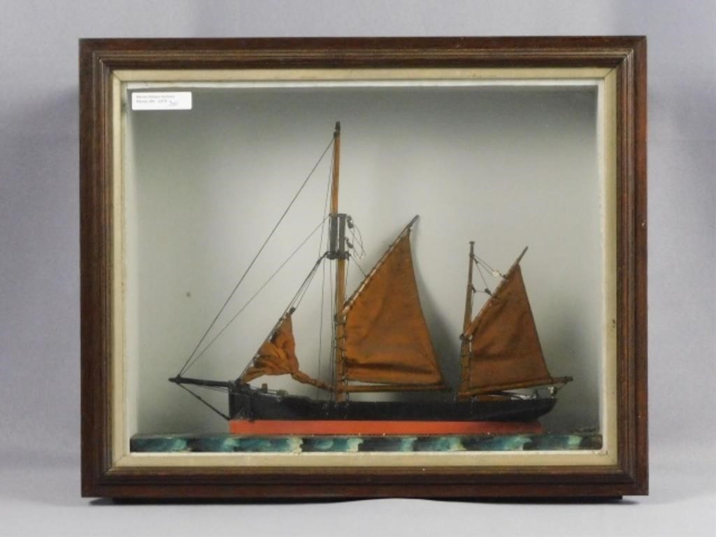 FRENCH SHIP DIORAMA, CA. 1890.