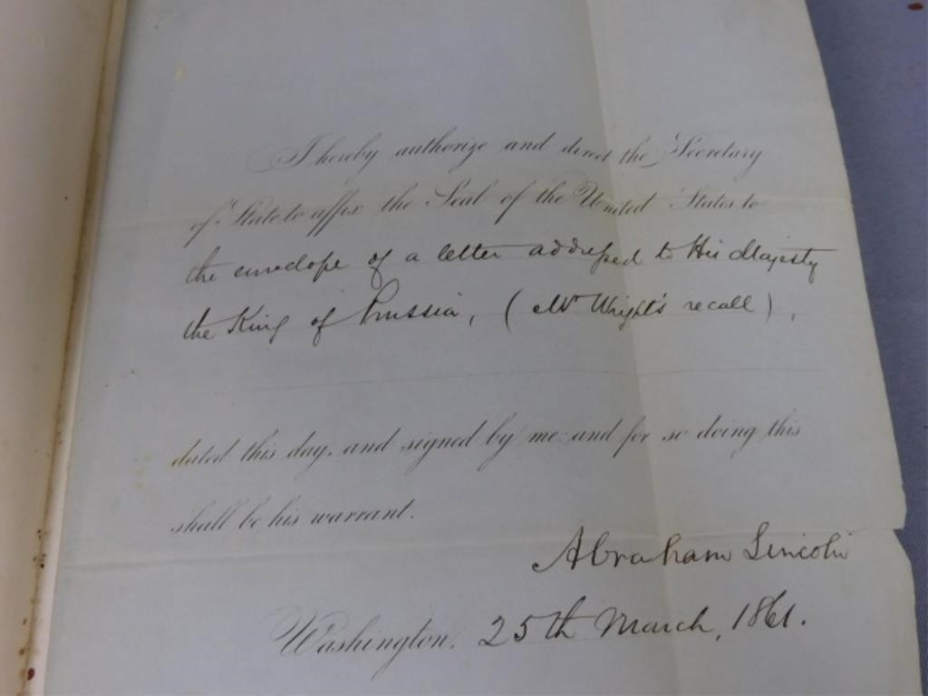 ABRAHAM LINCOLN SIGNED DOCUMENT